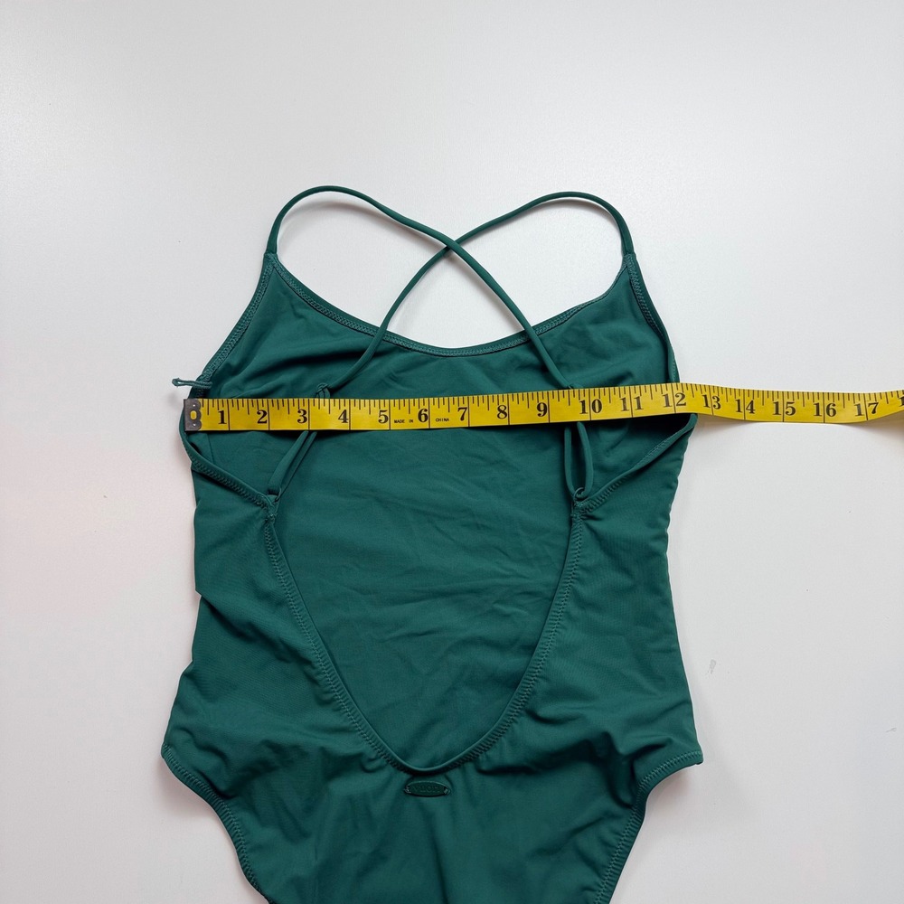 Vuori Womens Turquoise Green Open Back One Piece Swimsuit High Cut Scoop Neck - Picture 4 of 6